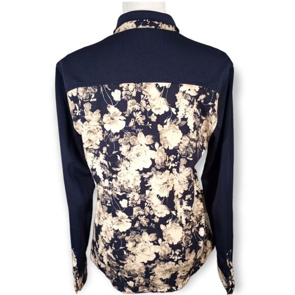 Z.J.L. NAVY & CREAM FLORAL BUTTON DOWN TOP SZ.XXL EUC - Picture 4 of 6